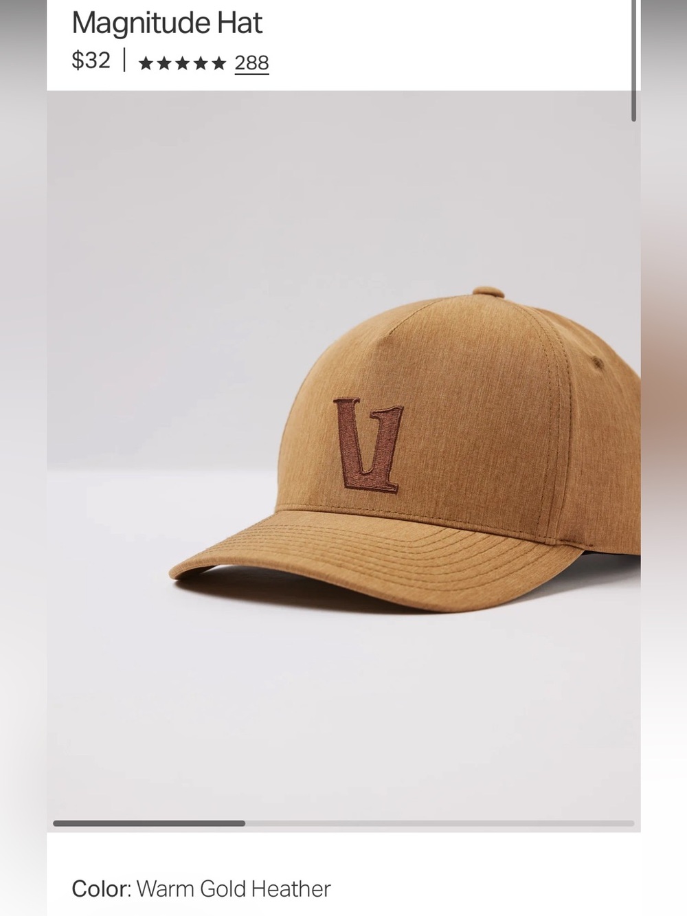 Vuori Magnitude Hat Warm Gold Heather NWOT